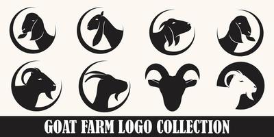 geit boerderij veld vector icon set logo ontwerp eenvoudige vlakke stijlsjabloon