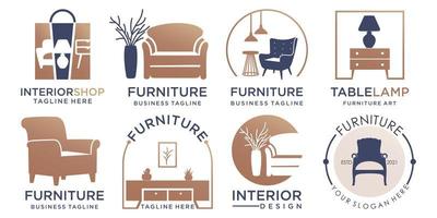 meubels interieur icon set logo ontwerpsjabloon vector