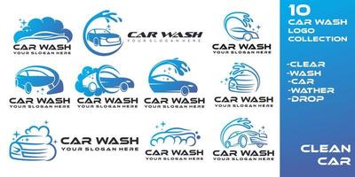 car wash logo ontwerpen concept vector, automotive schoonmaak pictogrammenset logo sjabloon vector