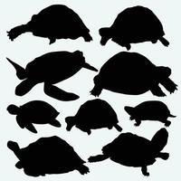 lopende silhouet van schildpad vector iconen