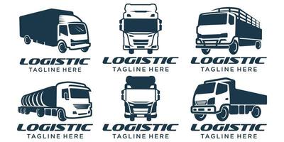 vrachtwagen logo, vracht logo, levering vracht vrachtwagens, logistieke pictogrammenset logo ontwerp vector