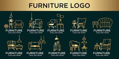luxe meubels icon set logo ontwerp vector