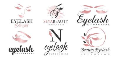 luxe schoonheid wimpers extensie icon set logo ontwerp vector
