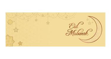 eid mubarak banner met sierlijke hangende sterren vector