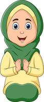 illustratie van een vrouwelijke moslim bidden geïsoleerd op een witte achtergrond vector