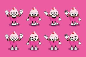 illustratie vector grafische stripfiguur van schattige mascotte cupcake met pose. geschikt voor kinderboekillustratie en elementontwerp.