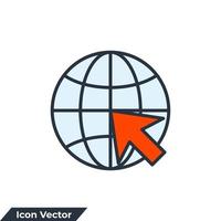 internet pictogram logo vectorillustratie. klik om naar de website-symboolsjabloon voor grafische en webdesigncollectie te gaan vector