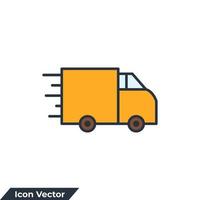 levering vrachtwagen pictogram logo vectorillustratie. snelle verzending bestelwagen symboolsjabloon voor grafische en webdesign collectie vector