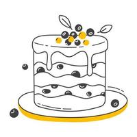 bessentaart in doodle-stijl. schattige cartoon heerlijke gebakjes. gezellige illustratie voor zoetwarenontwerp vector