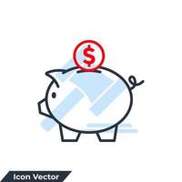 spaarvarken en dollar munt pictogram logo vectorillustratie. bedrijfsgroei en investeringssymboolsjabloon voor grafische en webdesigncollectie vector
