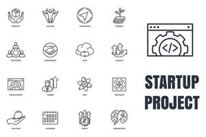 set opstarten project pictogram logo vectorillustratie. ontwikkelingspakket symboolsjabloon voor grafische en webdesigncollectie vector