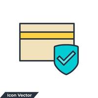 creditcard met slotpictogram logo vectorillustratie. vergrendelde bankkaartsymboolsjabloon voor grafische en webdesigncollectie vector