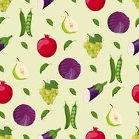 groenten en fruit naadloos patroon. vegetarisch eten, gezond eetconcept. platte vectorillustratie vector