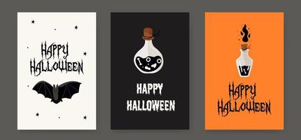 vector set uitnodigingssjablonen of posters voor een halloween-feest, vectorillustratie.