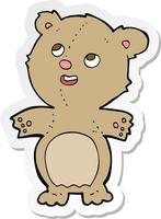 sticker van een cartoon vrolijke kleine teddybeer vector