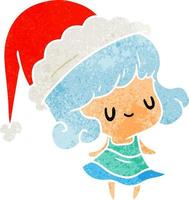 kerst retro cartoon van kawaii girl vector