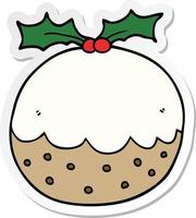 sticker van een cartoon kerstpudding vector