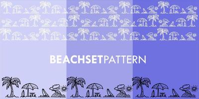 beachset lijn kunst vector patroon