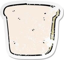 verontruste sticker van een cartoon sneetje brood vector