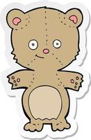 sticker van een tekenfilmteddybeer vector