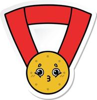 sticker van een leuke cartoon gouden medaille vector