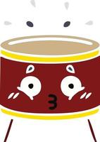 platte kleur retro cartoon drum vector