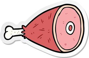 sticker van een tekenfilm gekookt vlees vector