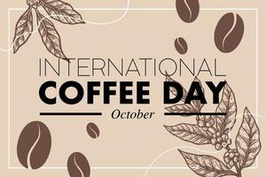 internationale koffiedag ontwerpsjabloon met handgetekende stijl vector