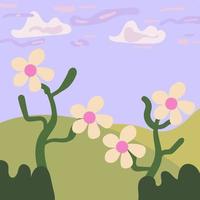 illustratie van natuur bloem en plant landschap illustratie vector