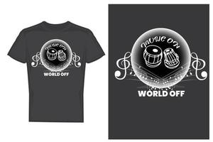 muziek op world off shirt, muziek luisteraar shirt, muziekliefhebber shirt, vector