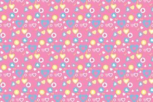 abstracte liefdespatroondecoratie met verschillende liefdesvormen op een roze achtergrond. eindeloze liefdespatroonvector voor boekomslagen en lakens. naadloos minimaal patroonelementontwerp voor de achtergrond vector