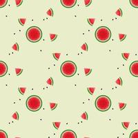 watermeloenachtergrond en naadloos patroon, vlak ontwerp van groene bladeren en bloem en watermeloensapillustratie, vers en sappig fruitconcept de zomervoedsel. vector