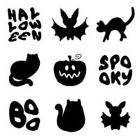 grappige enge halloween karakters monochrome clipart collectie. vector