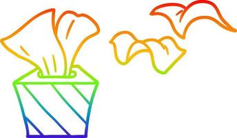 regenboog gradiënt lijntekening cartoon doos tissues vector