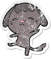 noodlijdende sticker van een vrolijke cartoon dansende hond vector