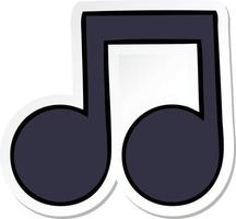 sticker van een leuke tekenfilmmuzieknoot vector