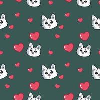 mooi patroon met katten en een hart, geschikt voor tekenen, behang, prenten, ansichtkaarten, afdrukken, vectorillustratie. vector