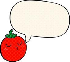 cartoon tomaat en tekstballon in stripboekstijl vector