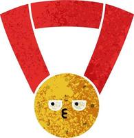 retro illustratie stijl cartoon gouden medaille vector