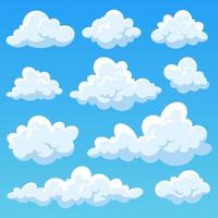 cartoon wolken in de blauwe lucht, vector collectie