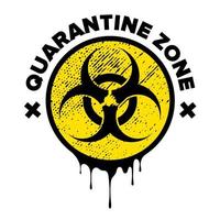 quarantainezone. druipend biohazard-symbool. biologisch gevaar waarschuwingsbord. coronavirus (COVID-19 vector