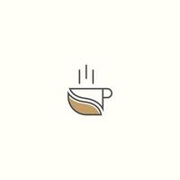 koffie-logo. modern pictogram symbool monochroom mono-line minimalisme vector logo voor coffeeshop.