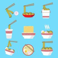 de noodle street food Azië bundel set vector design