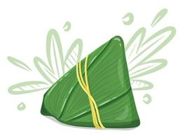 geïsoleerde zongzi op een witte achtergrond, een paar kleverige rijst knoedel. chinees traditioneel eten drakenbootfestival. close-up hand tekenen vectorillustratie. vector