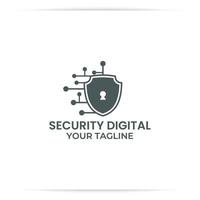 schild technologie logo ontwerp vector, data, digitaal, veilig, defenseeb vector