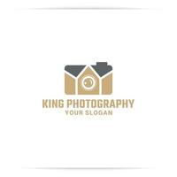 koning camera logo ontwerp vector, focus, lens, koningin. vector