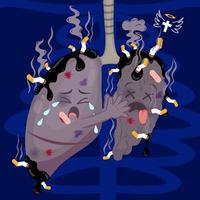 geen tabak, roken negatief effect voor longen vector