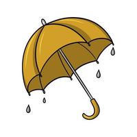 heldere herfst buitenparaplu met regendruppels, vectorillustratie in cartoonstijl op een witte achtergrond vector