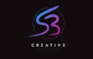creatief kleurrijk sb brush letter logo ontwerp. artistieke handgeschreven brieven logo concept. vector