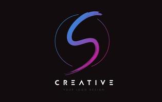 creatieve kleurrijke s borstel letter logo ontwerp. artistieke handgeschreven brieven logo concept. vector